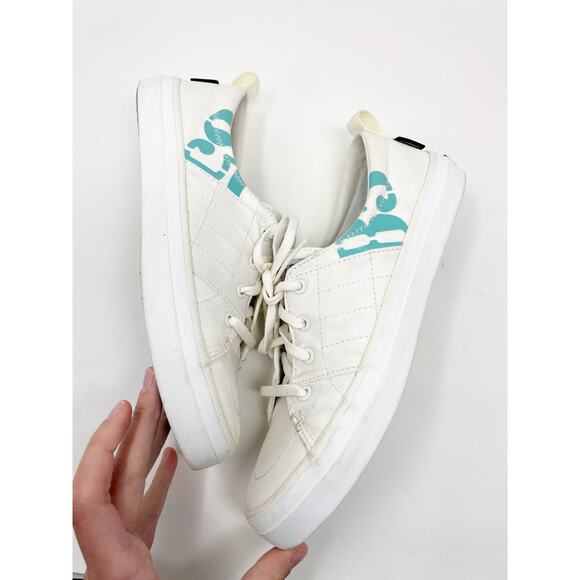 Sperry White & Turquoise Canvas Bionic Sneakers - Women's Size 8 - Picture 9 of 10